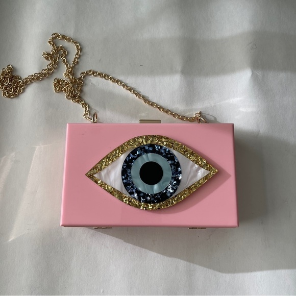 Beautiful Lucite Eye Clutch with Chain - Picture 1 of 5